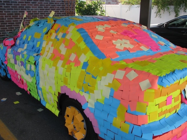 post it note car prank